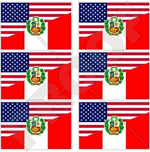 ארהב ארצות הברית של אמריקה ופרו אמריקאית-פרוביאנית דגל 40 ממ טלפון סלולרי נייד ויניל מיני מדבקות, מדבקות x6