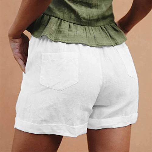 מכנסי פשתן לנשים קיץ מזדמן מכנסיים קצרים מותניים קצרים רופפים בכושר טרקלין מכנסיים קצרים נוחים נושמים מכנסי זיעה קצרים