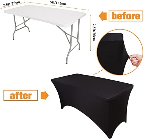 סאג ' ו ספנדקס שולחן מכסה 5 רגל 1 מחשב למתוח מצויד שולחן בד מלבן שולחן שחור מפת שולחן קמטים עמיד שולחן כיסוי נמתח פטיו מפות לחתונה מסיבת