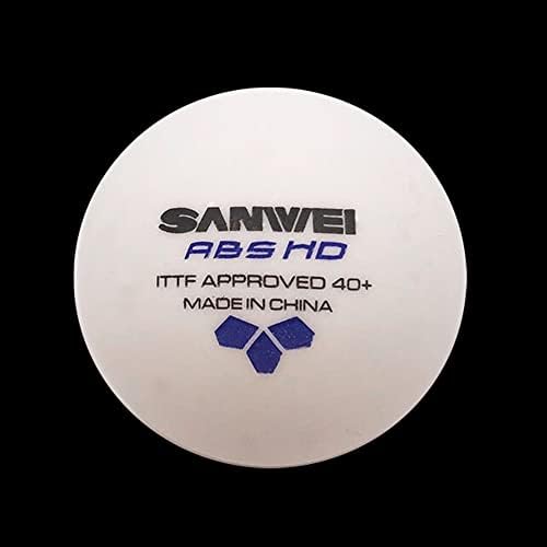 Sanwei ABS HD 3 כוכבים כדור טניס שולחן, ציון תחרות, לבן, חומר חדש, כדור טניס שולחן קשה במיוחד. עמיד מאוד