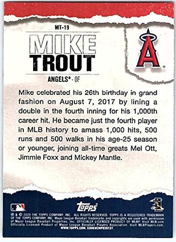 2020 שחקן Topps של העשור MT-19 Mike Trout Los Angeles Angels MLB כרטיס מסחר בייסבול