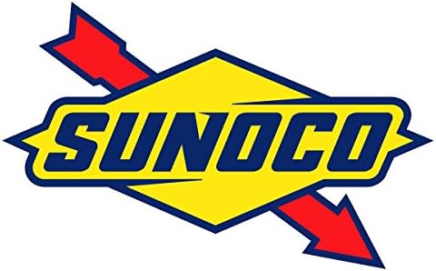 לוגו Sunoco מקורי Stackers0750 סט של שתי מדבקות, מחשב נייד, מכונית, משאית, גודל 4 אינץ 'בצד ארוך יותר