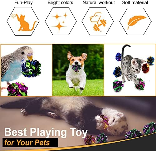 Sungrow 24 PCS חזה צעצועים של כדורי קמטים של Mylar, Play 2 אינץ 'רך ורודף אחר צעצועים מקורה לתרגיל כדי לשמור