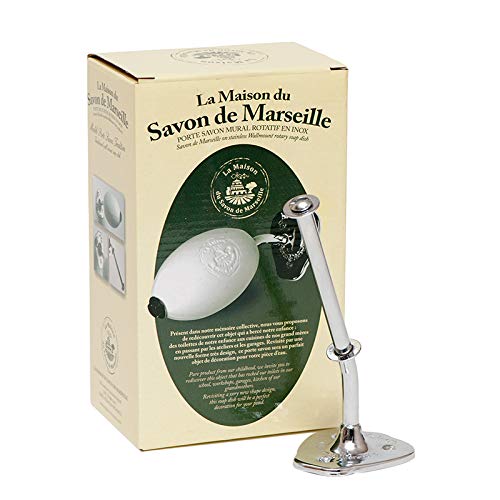 Maison du Savon de Marseille - מחזיק סבון מסובב קיר רכוב - גימור כרום עמיד עם סבון חלב עיזים