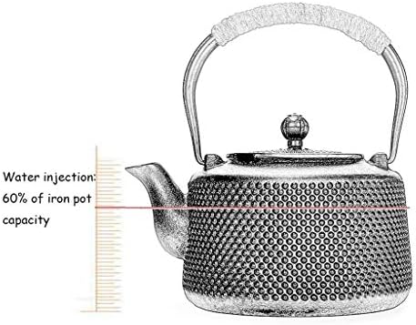 קומקום ברזל יצוק רטרו, קומקום תה סיני לא מצופה, דפוס שזיף, עיצוב אנטי-סולם, 40oz, ychaoy חום