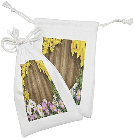 סט כיס כפרי כפרי לונא -לונדיט של 2, קבוצה של סוג שונה של פרחים טריים מסגרת דשא ארוכה מסגרת פסחא חיננית, שקית משיכה קטנה למסכות ומוצרי