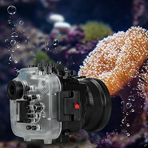 תזרים ים דיור אטום למים A7R IV צלילה 40M/130ft עבודות מצלמה מתחת למים עבור סוני IV/A7R4 עם עדשת Fe 28-70 ממ F3.5-5.6 עד 60 מ '/195ft,