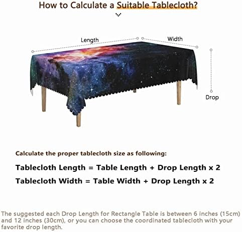 מפת שולחן בדוגמת חלל החיצון בגודל 60 על 120 אינץ', בגדי שולחן מלבניים לשולחנות בגובה 8 רגל - עמיד למים כתם עמיד בפני קמטים בגדי שולחן