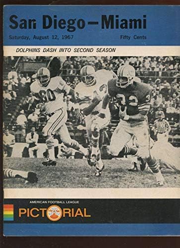 12 באוגוסט 1967 תכנית AFL לפני עונה סן דייגו מטענים במיאמי דולפינים EXMT - תוכניות NFL