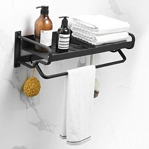 מתלי מגבות של XJJZS למדף אמבטיה עם מחזיק מוט מגבת וקרס מתלים רב -פונקציונליים רכובים קיר