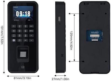 מכונת כרטיס זמן של Jopwkuin, מכונת נוכחות 2.4 אינץ 'מסך תעודת זהות סיסמא לאחסון קיבולת גדולה זיהוי אצבעות רגיש לעובדי משרד