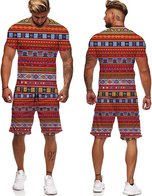 חולצות טריקו לנשים/גברים מדפסים אפריקאים מגדירים את אימונית הגברים/טופ/מכנסיים קצרים ספורט חליפה קיץ חליפה גברית