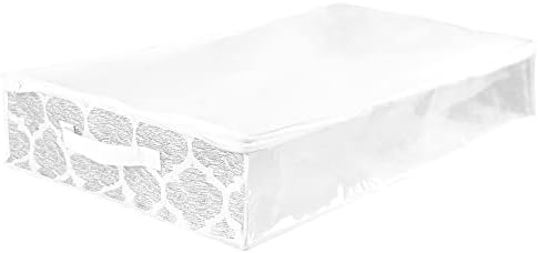 יסודות הבית ערביים שאינם ארוגים מתחת לשקית האחסון של המיטה עם לוח קדמי ראייה, לבן
