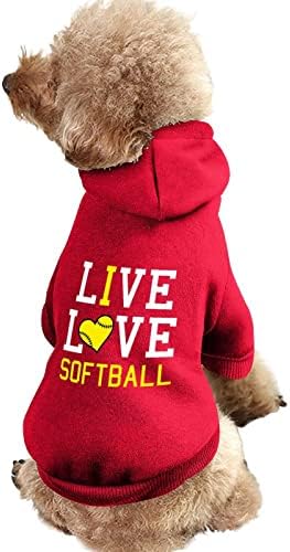 Live Love קפוצ'ונים של כלבי סופטבול סווטשירט עם סווטשירט עם חליפת חיות מחמד בחליפה עם כובע