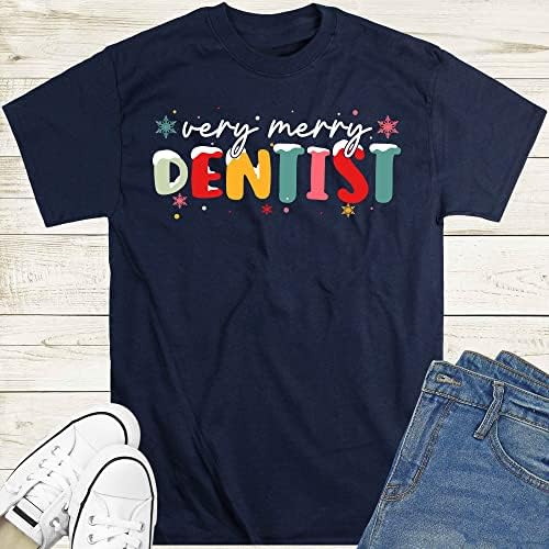 MOOBLA חולצת רופאי שיניים מאוד שמחים, חולצת חג המולד של רופא שיניים, חולצת רופא שיניים לחג המולד, לרופא שיניים, חולצת צוות שיניים