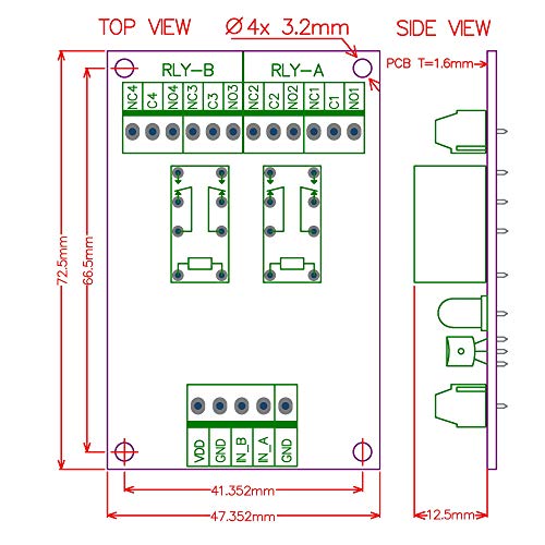 Electronics-Salon DIN Rail Mount 2 DPDT Signal Arpace Intrice Module, גרסת DC 5V.