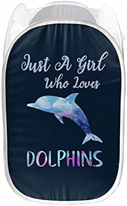 מתנה סתם ילדה שאוהבת דולפין כביסה פגעה ניידת מתקפלת לאחסון ופתיחת בגדים מוקפצים קלים לפתיחה סלי משתלת לחדר בנים קולג 'או לנסוע 85L כחול