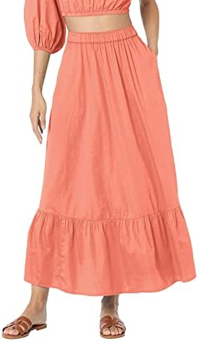 חצאיות Midi קפלים זורמים לנשים לנשים קיץ מזדמן בוהו חצאית חצאית צבע אחיד עם מותניים גבוהים נדנדה חצאית קו א-קו