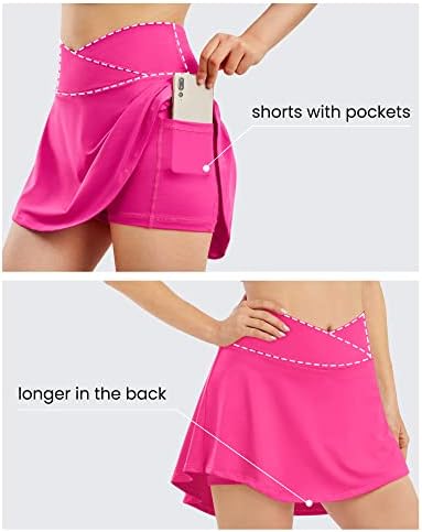 חצאית טניס קפלים של Ed3size עם כיסים לנשים חצאיות גולף אתלטיות עם מכנסיים קצרים מותניים צולבים