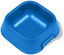 קערת מזון ומים לחיות מחמד ואן נס, צלחת פלסטיק בנפח 16 אונקיות לכלבים וחתולים, בסיס רחב ללא קצה מונע נזילות, כחול