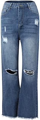 מכנסי ג'ינס ברגליים ישרות לנשים מזדמנים רופפות אמצע מותן אמצע המותניים המשיכה באורך קרסול בג'ינס 2023 טרנדי