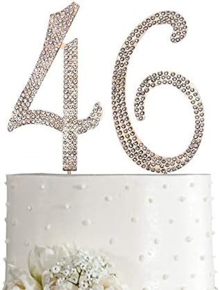 Magjuche Gold 46 טופר עוגת קריסטל, מספר 46 אבני חן 46 טופר עוגת יום הולדת, יום הולדת לגברים או נשים או לנשים או 46 אספקת קישוט למסיבות