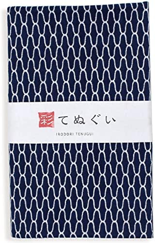 Komesichi irodori יפנית מגבת מסורתית מגבת טנוגוי דפוס מגניב 4 עם מערך עיבוד למניעת פריי של 5 עם Tenugui Iroha, 12.99x34.64 ב