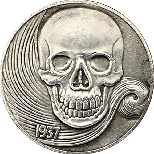 1937 גולגולת מזכרות מטבעות אספנות 3D מתכת זיכרון MORGAN HOBO COIN COIN COPY עיצוב הבית מתנות לשנה החדשה
