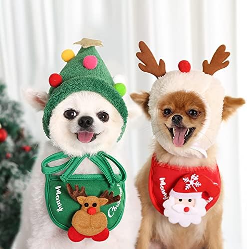 AIMONDONOW PET תלבושות חג מולד תלבושות, רוק מחמד כלבים ביקורי מגבות מתכווננים, כלב כלב חתול חג המולד כובע איבי רוטב כובע, לחתול חיית מחמד